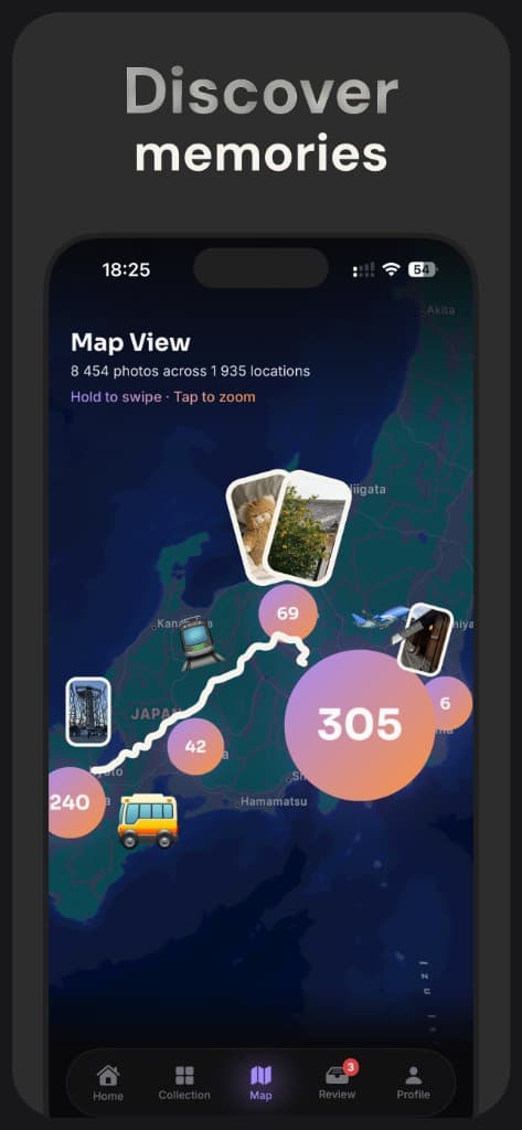 Flick: Map view — discover memories by location